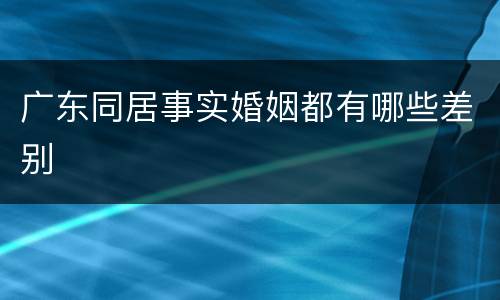 广东同居事实婚姻都有哪些差别