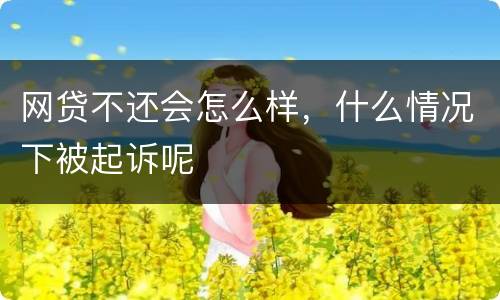 网贷不还会怎么样，什么情况下被起诉呢