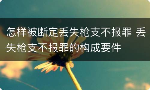 怎样被断定丢失枪支不报罪 丢失枪支不报罪的构成要件