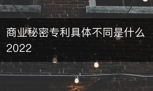 商业秘密专利具体不同是什么2022