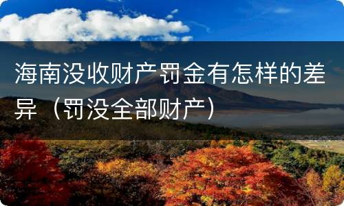 海南没收财产罚金有怎样的差异（罚没全部财产）