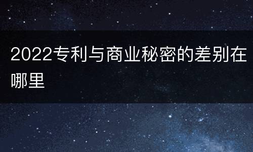 2022专利与商业秘密的差别在哪里