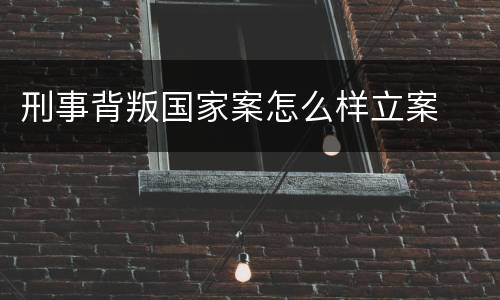 刑事背叛国家案怎么样立案