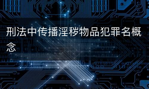 刑法中传播淫秽物品犯罪名概念