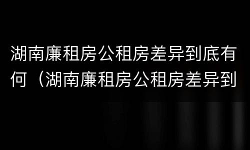 湖南廉租房公租房差异到底有何（湖南廉租房公租房差异到底有何不同）