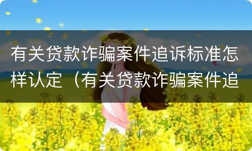 有关贷款诈骗案件追诉标准怎样认定（有关贷款诈骗案件追诉标准怎样认定的）