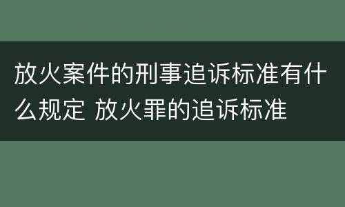 放火案件的刑事追诉标准有什么规定 放火罪的追诉标准