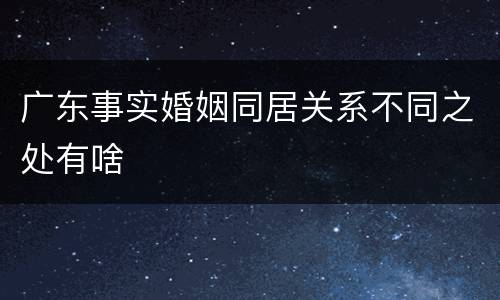 广东事实婚姻同居关系不同之处有啥