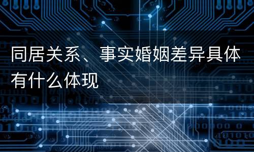 同居关系、事实婚姻差异具体有什么体现