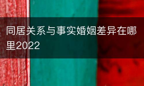 同居关系与事实婚姻差异在哪里2022