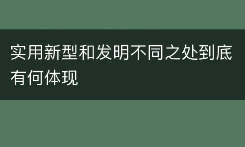 实用新型和发明不同之处到底有何体现