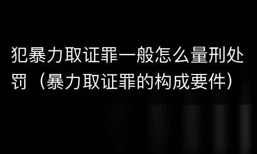 犯暴力取证罪一般怎么量刑处罚（暴力取证罪的构成要件）