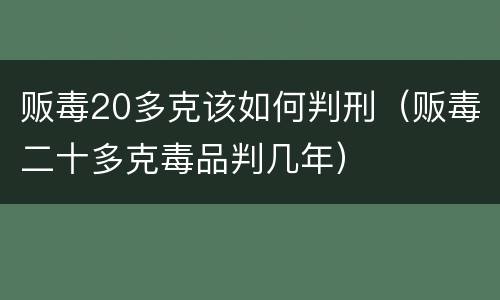 贩毒20多克该如何判刑（贩毒二十多克毒品判几年）