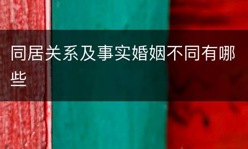 同居关系及事实婚姻不同有哪些