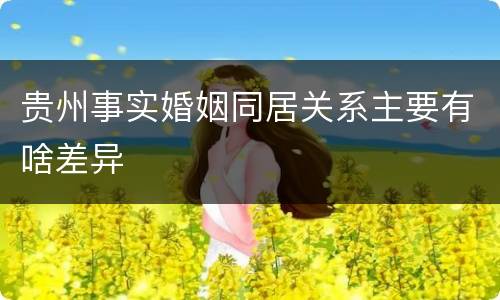 贵州事实婚姻同居关系主要有啥差异