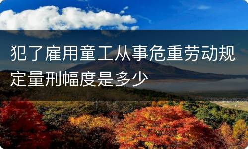 犯了雇用童工从事危重劳动规定量刑幅度是多少