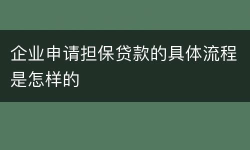 企业申请担保贷款的具体流程是怎样的