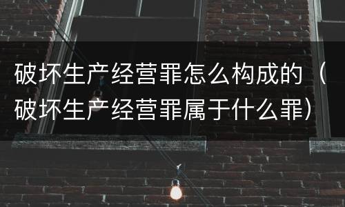 破坏生产经营罪怎么构成的（破坏生产经营罪属于什么罪）