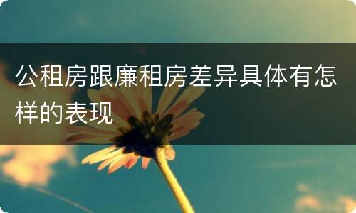 公租房跟廉租房差异具体有怎样的表现