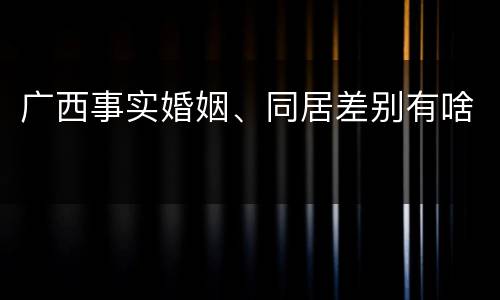 广西事实婚姻、同居差别有啥