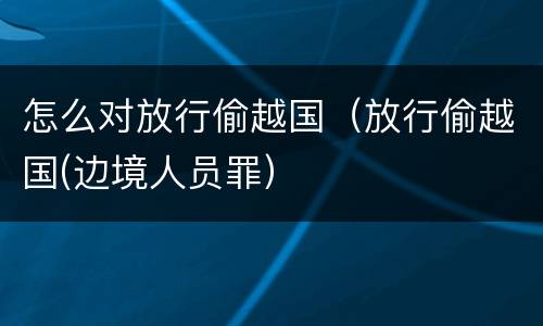 怎么对放行偷越国（放行偷越国(边境人员罪）