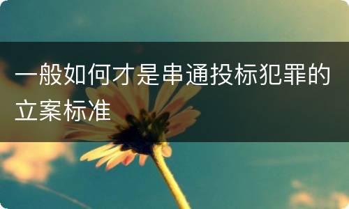 一般如何才是串通投标犯罪的立案标准