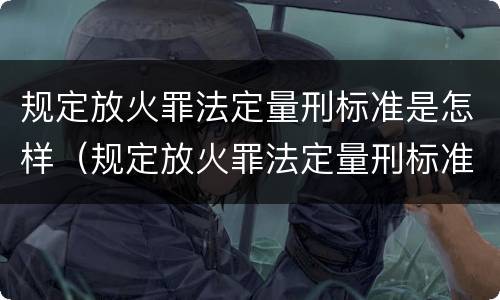 规定放火罪法定量刑标准是怎样（规定放火罪法定量刑标准是怎样确定的）