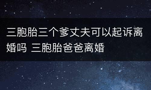 三胞胎三个爹丈夫可以起诉离婚吗 三胞胎爸爸离婚