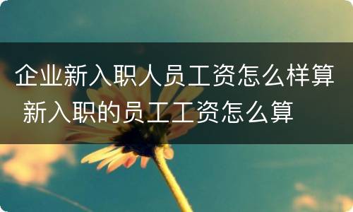 企业新入职人员工资怎么样算 新入职的员工工资怎么算