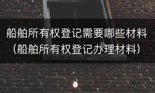 船舶所有权登记需要哪些材料（船舶所有权登记办理材料）