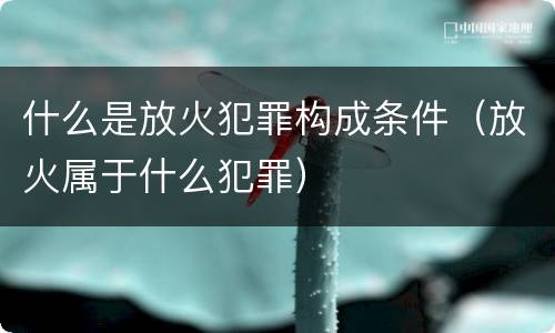 什么是放火犯罪构成条件（放火属于什么犯罪）