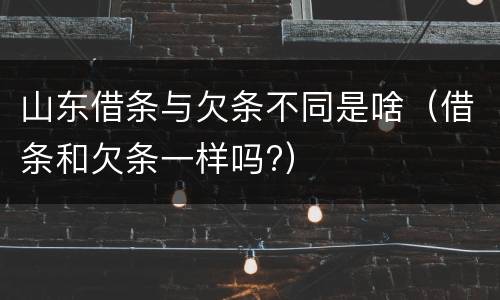 山东借条与欠条不同是啥（借条和欠条一样吗?）