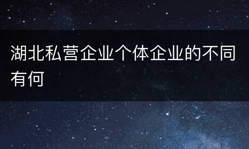 湖北私营企业个体企业的不同有何