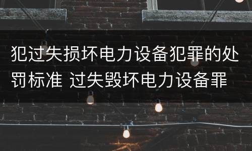 犯过失损坏电力设备犯罪的处罚标准 过失毁坏电力设备罪