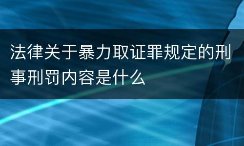 法律关于暴力取证罪规定的刑事刑罚内容是什么