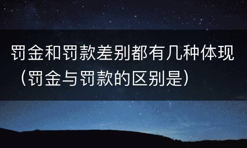 罚金和罚款差别都有几种体现（罚金与罚款的区别是）