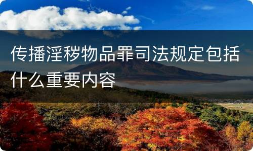 传播淫秽物品罪司法规定包括什么重要内容