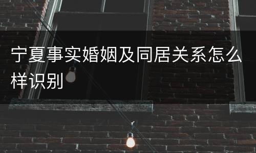 宁夏事实婚姻及同居关系怎么样识别
