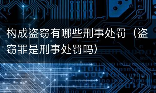 构成盗窃有哪些刑事处罚（盗窃罪是刑事处罚吗）