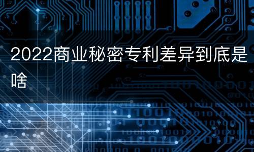 2022商业秘密专利差异到底是啥