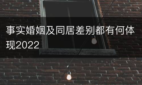 事实婚姻及同居差别都有何体现2022