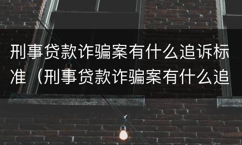 刑事贷款诈骗案有什么追诉标准（刑事贷款诈骗案有什么追诉标准嘛）