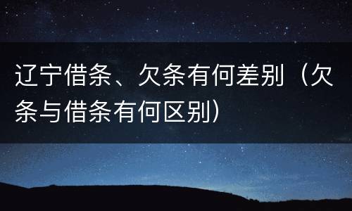 辽宁借条、欠条有何差别（欠条与借条有何区别）