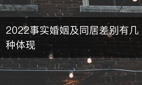2022事实婚姻及同居差别有几种体现