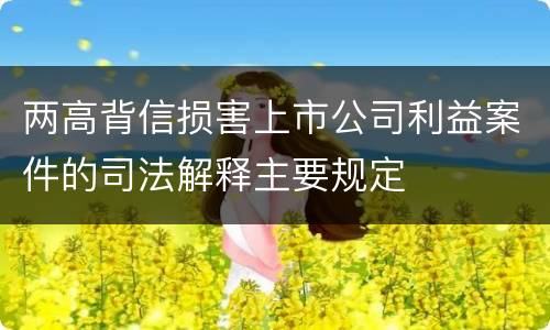 两高背信损害上市公司利益案件的司法解释主要规定