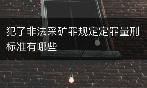 犯了非法采矿罪规定定罪量刑标准有哪些