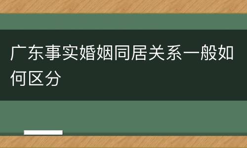 广东事实婚姻同居关系一般如何区分