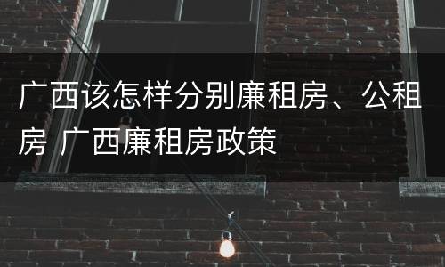 广西该怎样分别廉租房、公租房 广西廉租房政策