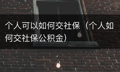 个人可以如何交社保（个人如何交社保公积金）