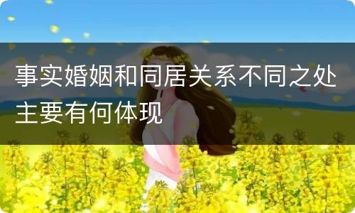 事实婚姻和同居关系不同之处主要有何体现